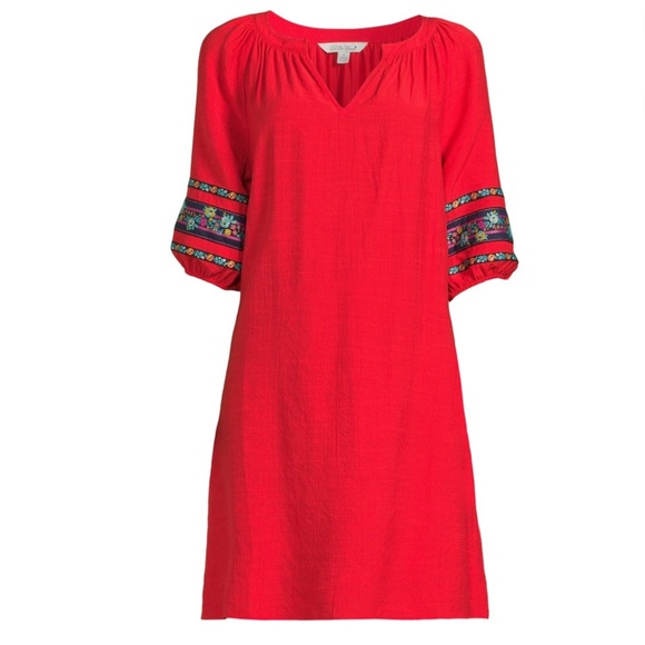 The Pioneer Woman Split Neck Dress, 3X, Scarlet - Picture 5 of 15
